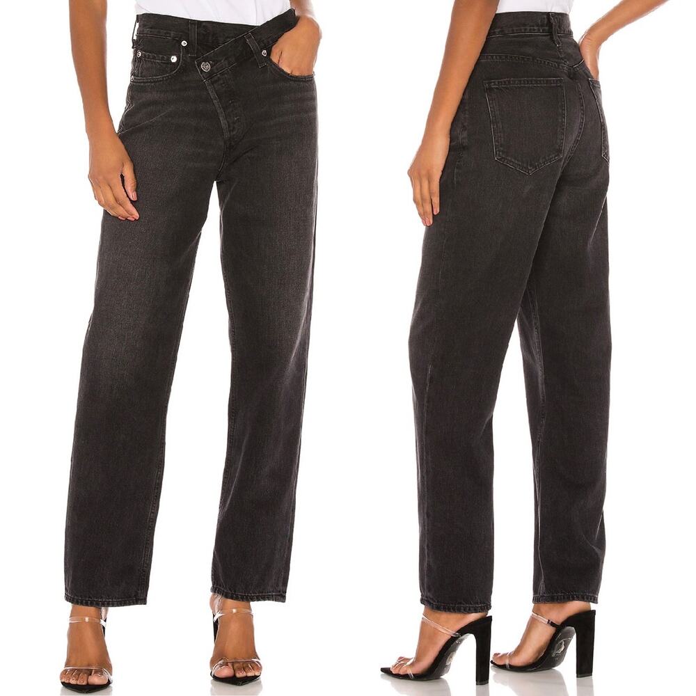 AGOLDE Criss Cross Straight Jeans Savage Black Size 23